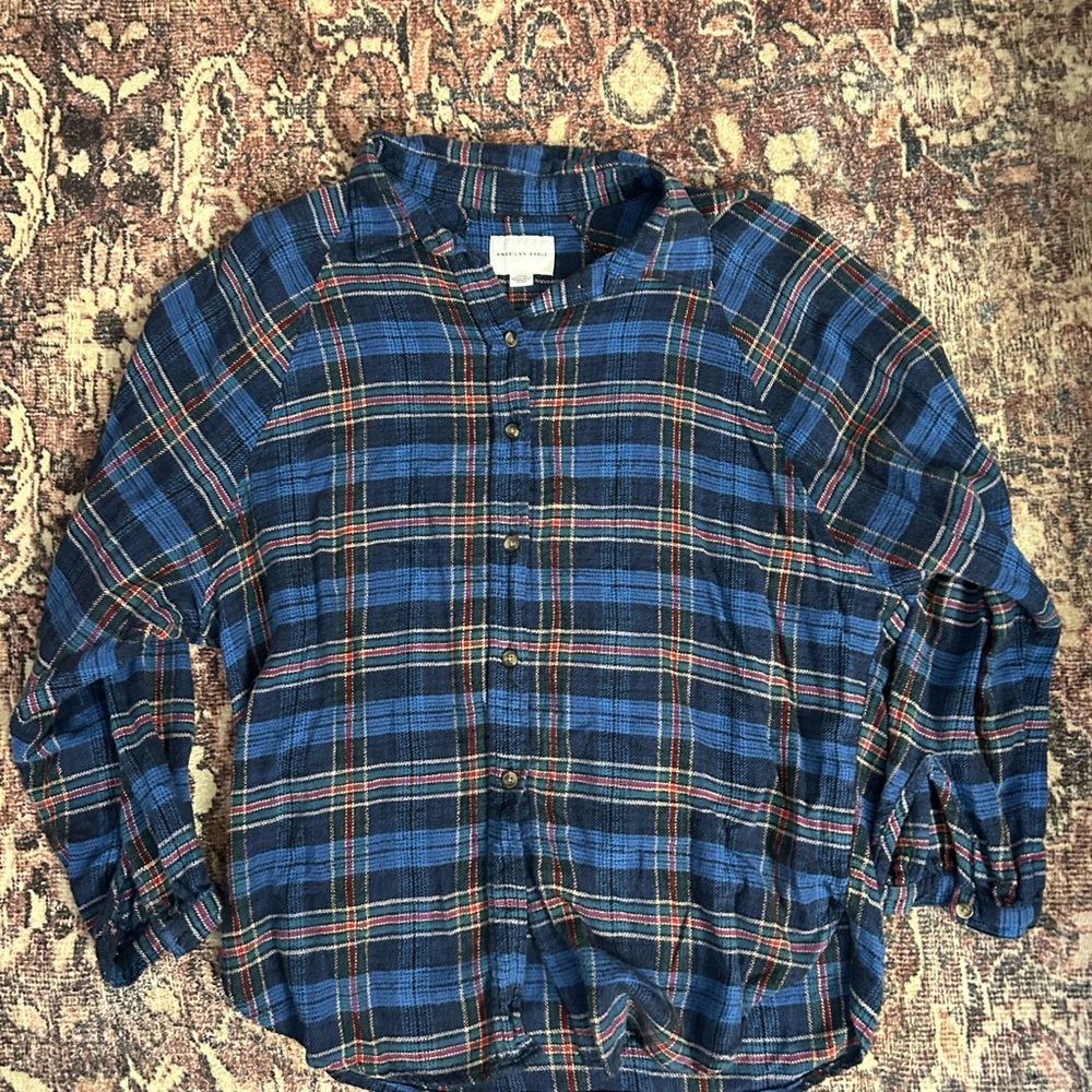 American Eagle Outfitters Blue and Red Plaid Shirt